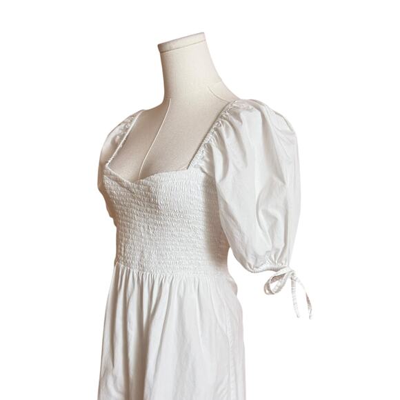 Faithfull The Brand X Revolve Wendy Mini Dress Plain White Size 2 Puff Sleeves - Picture 10 of 12